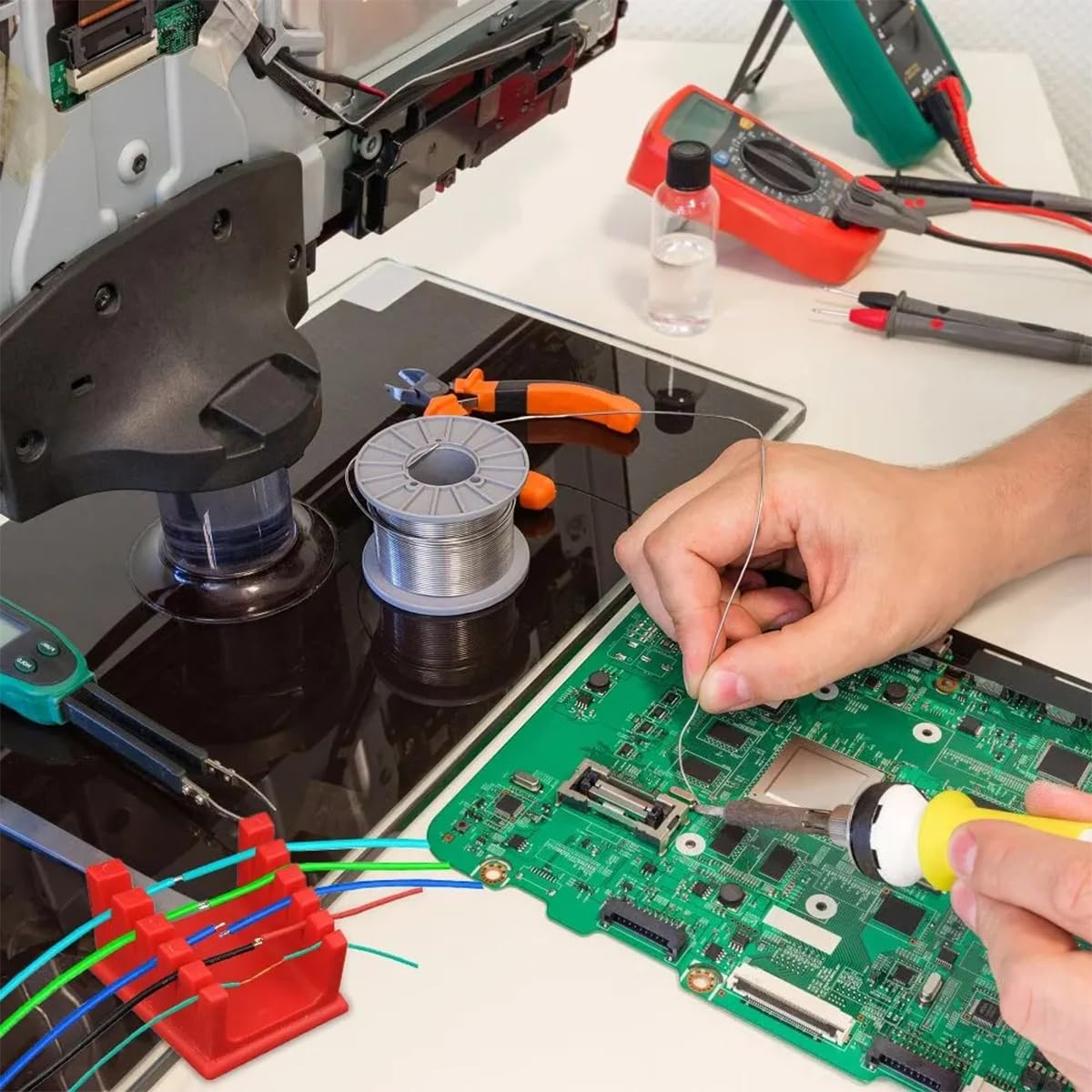 Serplex Welding Soldering Station Cable Holder for 30-12AW Wire with 5 Slots Silicone Base