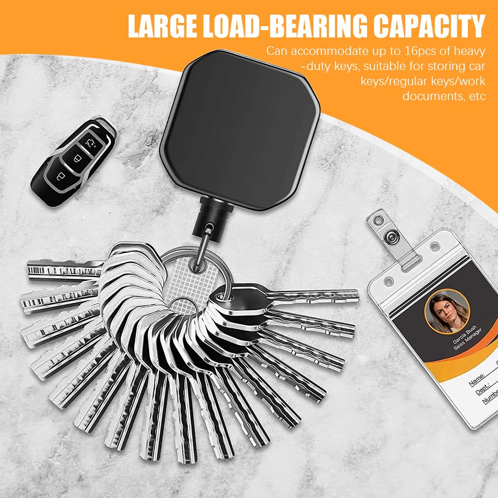ZORBES Retractable ID Card Holder for Keys and Badges with 26.7 in Steel Wire Reel | Zinc Alloy Carabiner Keychain 3 PCS