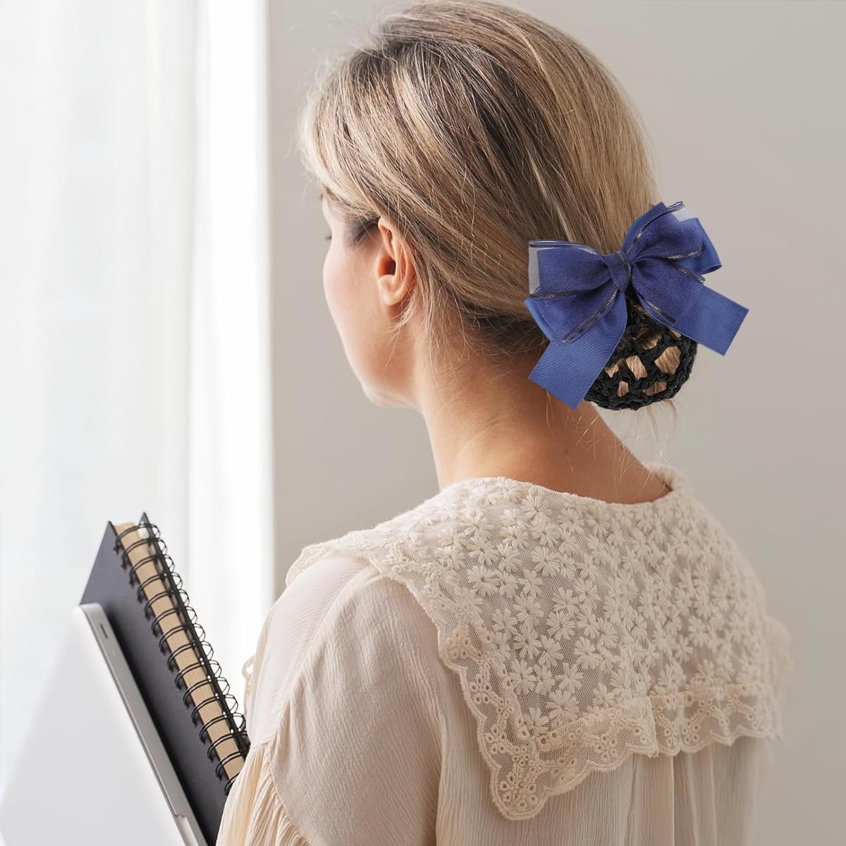 MAYCREATE Hair Buns Clip for Neat Bun Styling with Bow Net Design | Easy Everyday Use