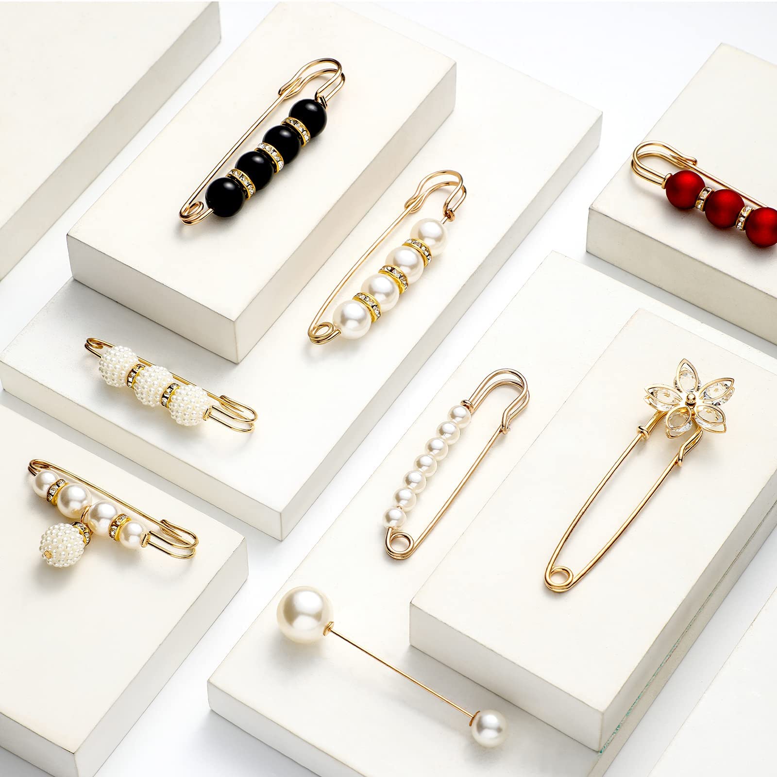 SANNIDHI Brooch Pin Set for Sarees and Dresses featuring 15 Pcs Alloy Pearl Design | Elegant Accessory for Women