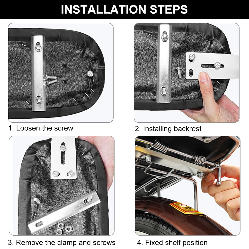 Proberos® Pannier Rack Seat for Bike Universal Bicycle Rear Seat with Back Support Cushion Bike Rack Seat for Road Bikes Adult Bike, with Screw Accessories