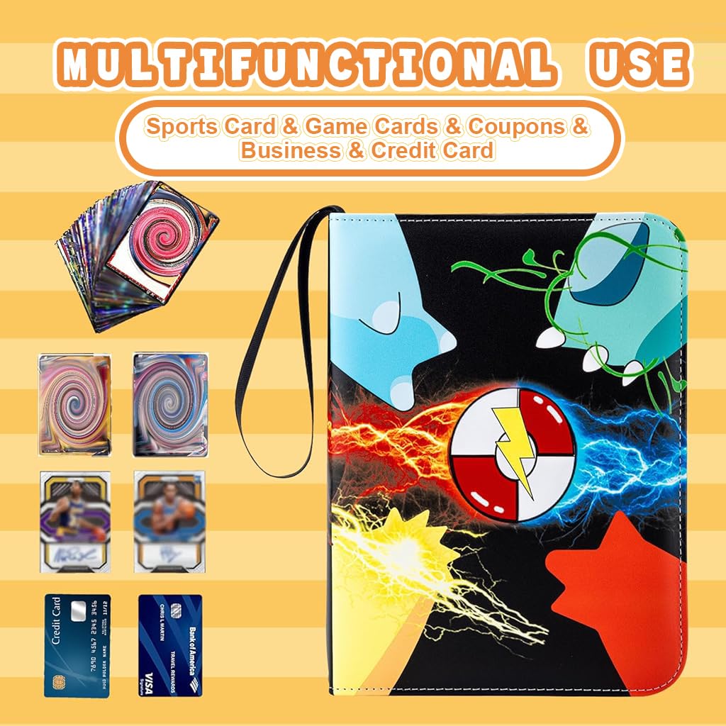 PATPAT Pokemon Card Binder for 400 Cards with Hard Shell PU Cover and Zipper | Gift for Kids