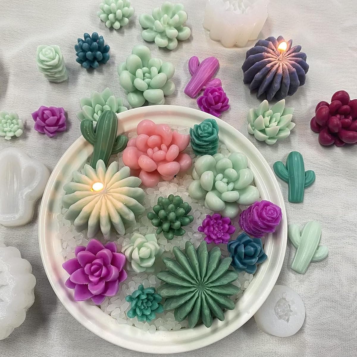 HASTHIP® 9Pcs Succulent Silicone Molds 9 Styles Succulent Silicone Molds DIY Resin Succulent Desk Decor Silicone Molds DIY Resin Succulent Desk Decor Gift