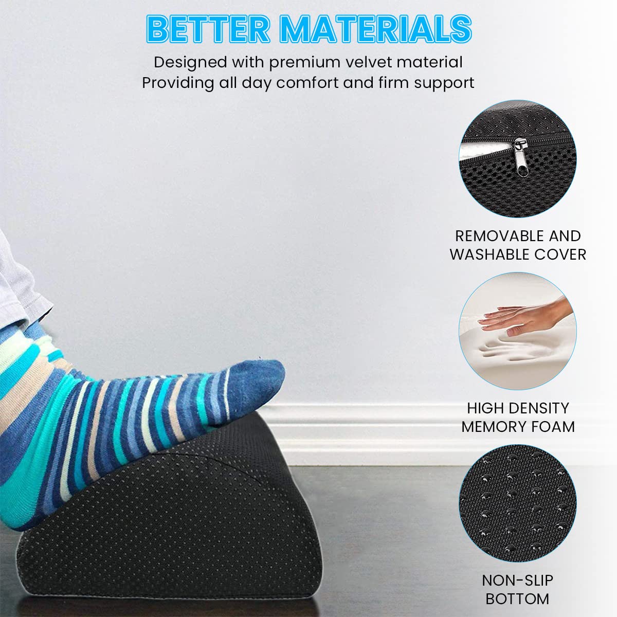 HASTHIP Foot Rest for Office Chair with Ergonomic Memory Foam and Washable Cover | Stress Relief Under Desk Support