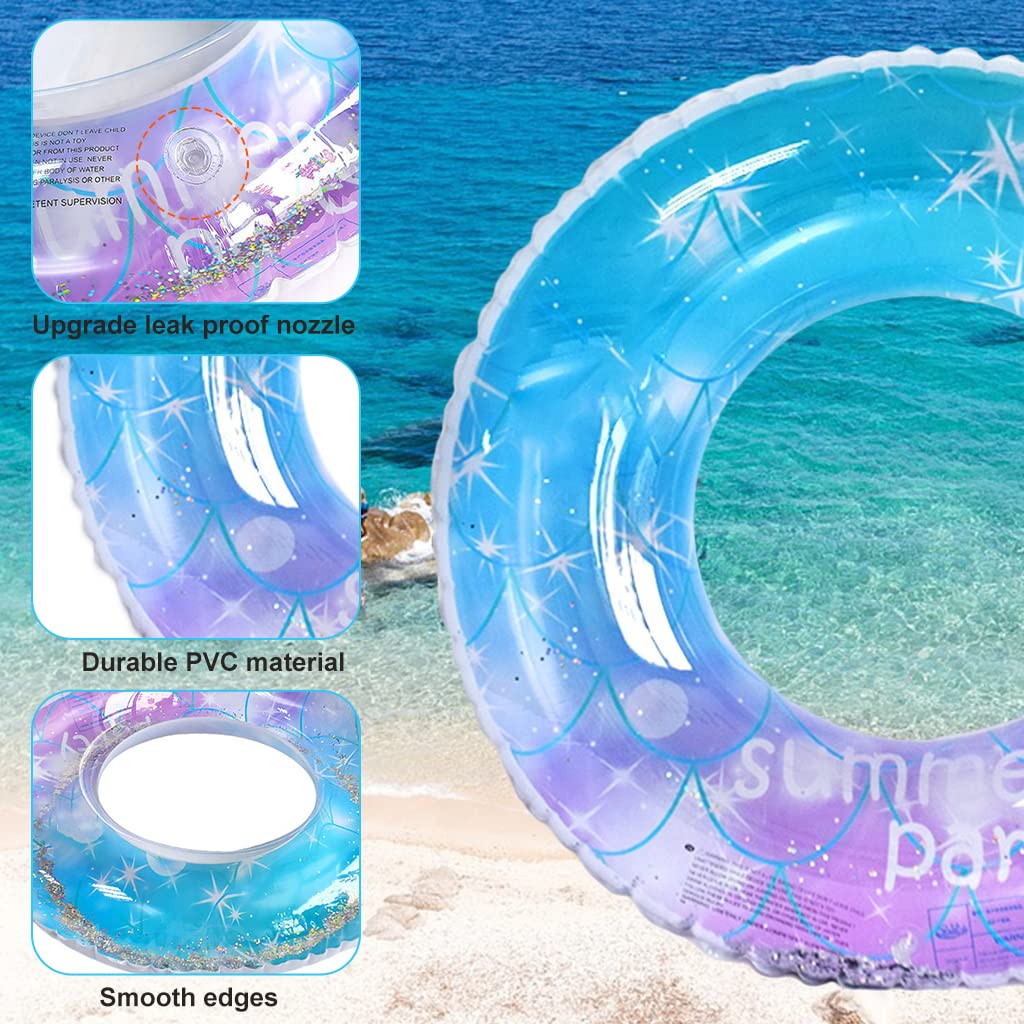Proberos Inflatable PVC Swimming Ring for Kids 2–4 Years with Handles and Glitter Print | 50 cm Pool Float