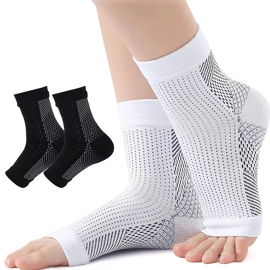 ZIBUYU® 2 Pairs Ankle Support Socks Sports Anti-slip Ankle Compression Socks Pain Relief Fasciitis Compression Socks Elastic Ankle Compression Socks for Fitness, Running, Basketball, 10.2 x 3.3 inche