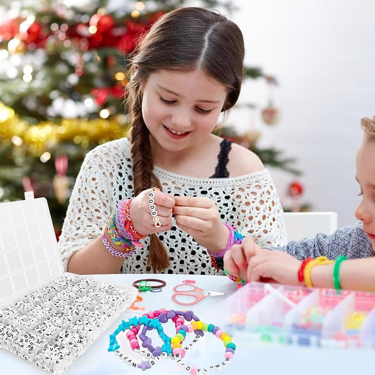 SANNIDHI Bracelet Making Set for DIY Jewellery with 1400 pcs Letter Beads | Kids Craft Kit