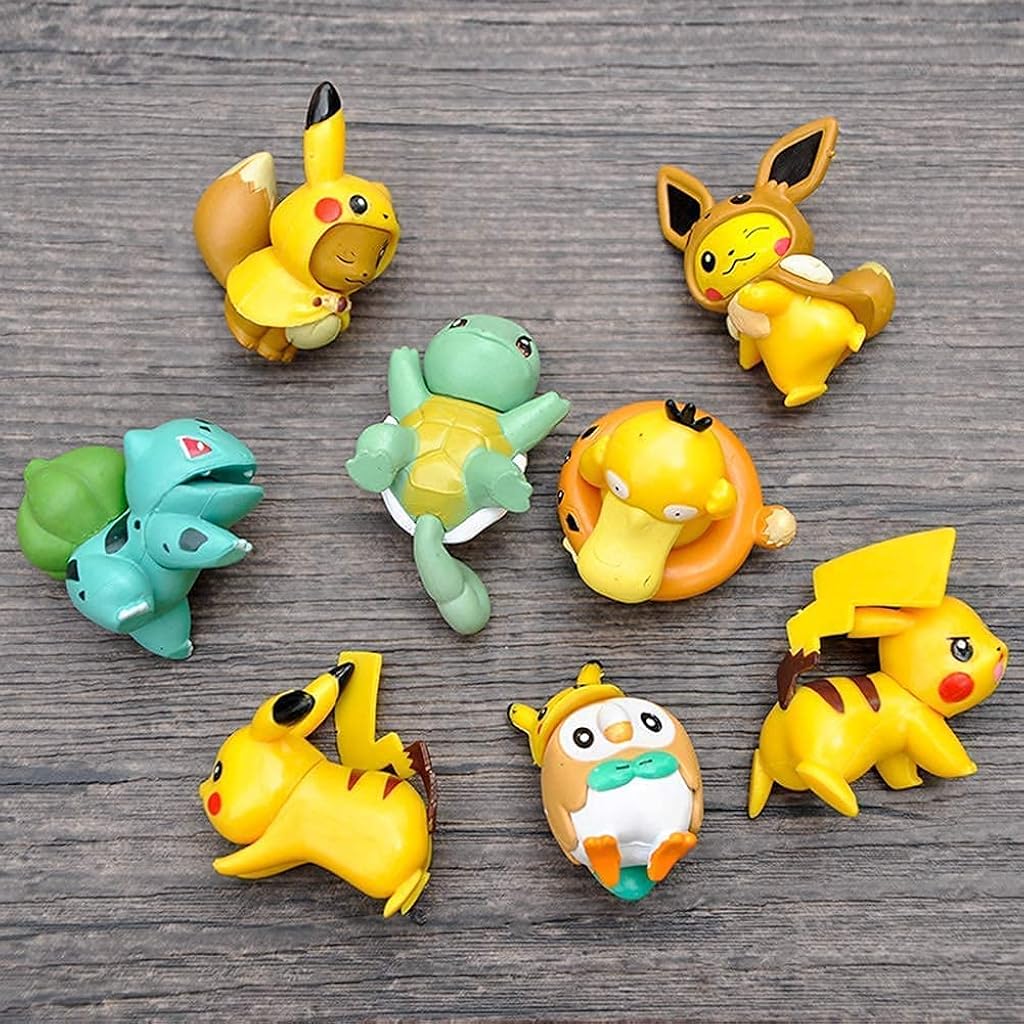 HASTHIP® 8 Pcs Mini Pikachu Figurines Miniature Animal Statue Fairy Garden Accessories Bonsai Craft for Garden Decoration Car Interior Decoration (Yellow)