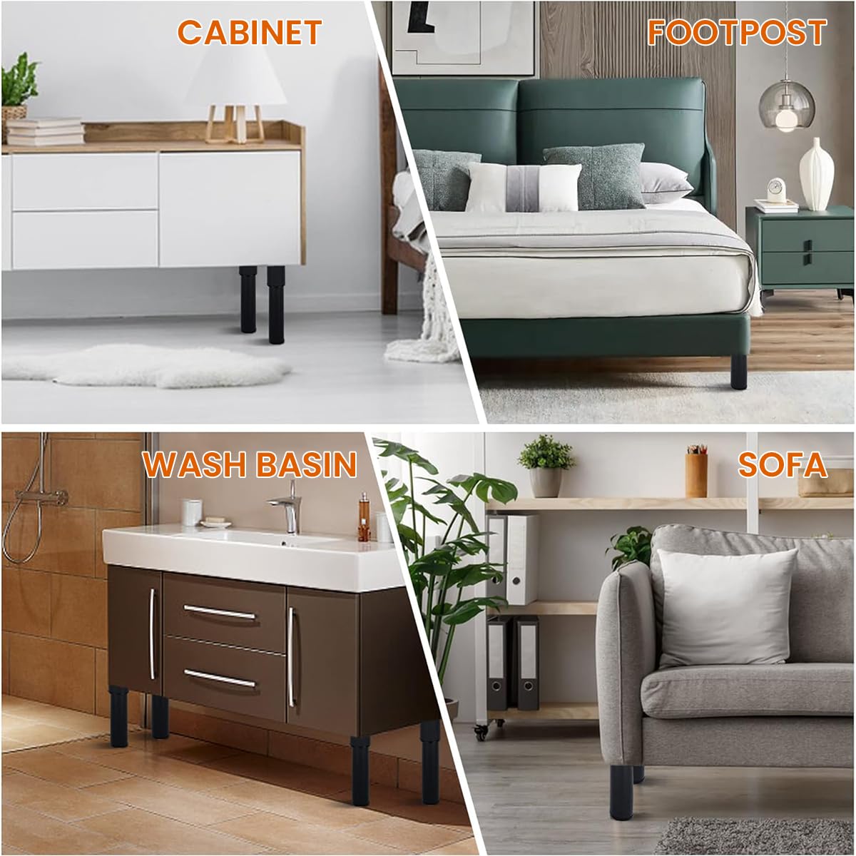 HASTHIP Bed Frame Support Legs Adjustable 7.08–13 in with Screw-Fixed Design and Steel Base | 2Pcs Heavy Duty Center Support for Wooden or Metal Beds