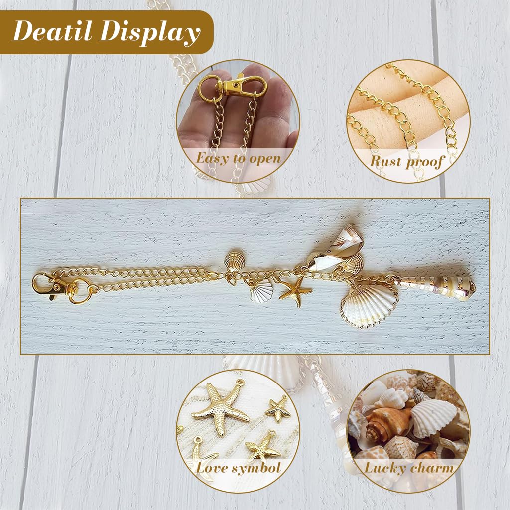 STHIRA Sea Shells Car Decor for Rear View Mirror with 8 in Hanging Charm and Metal Clasp | Boho Coastal Accent