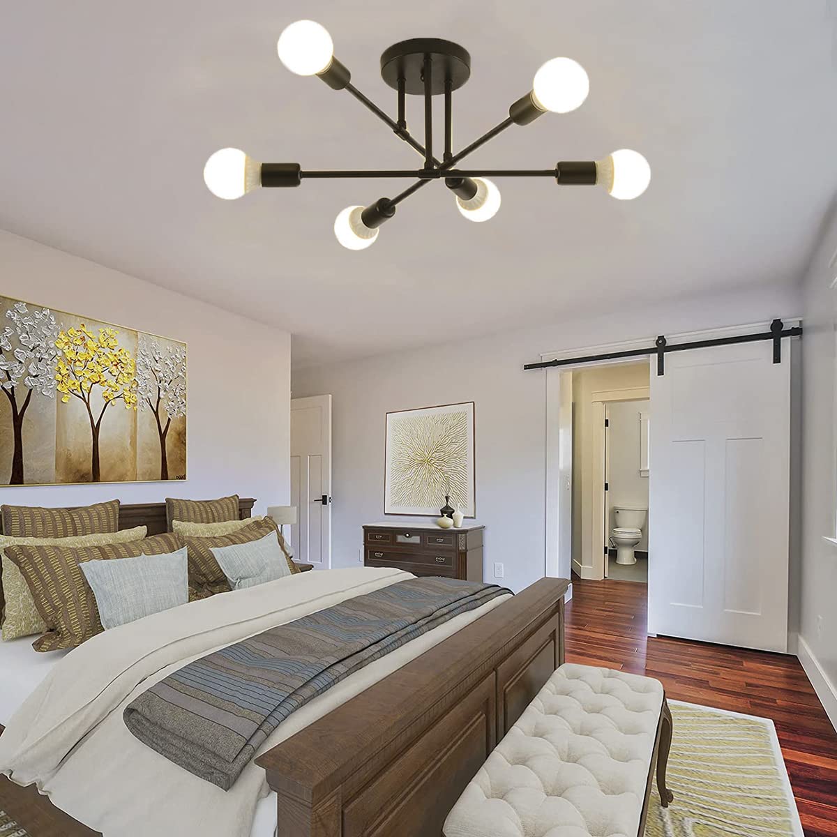 ELEPHANTBOAT Hanging Lights for Living Room featuring 6-Light Metal Chandelier | 2 PCS