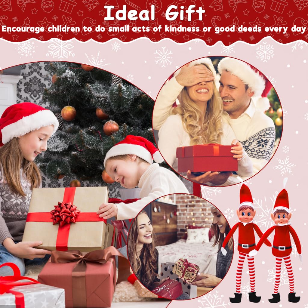 HASTHIP Christmas Elf Figures for Holiday Decor with Poseable Limbs and Soft Red Bodies | 2PCS Set