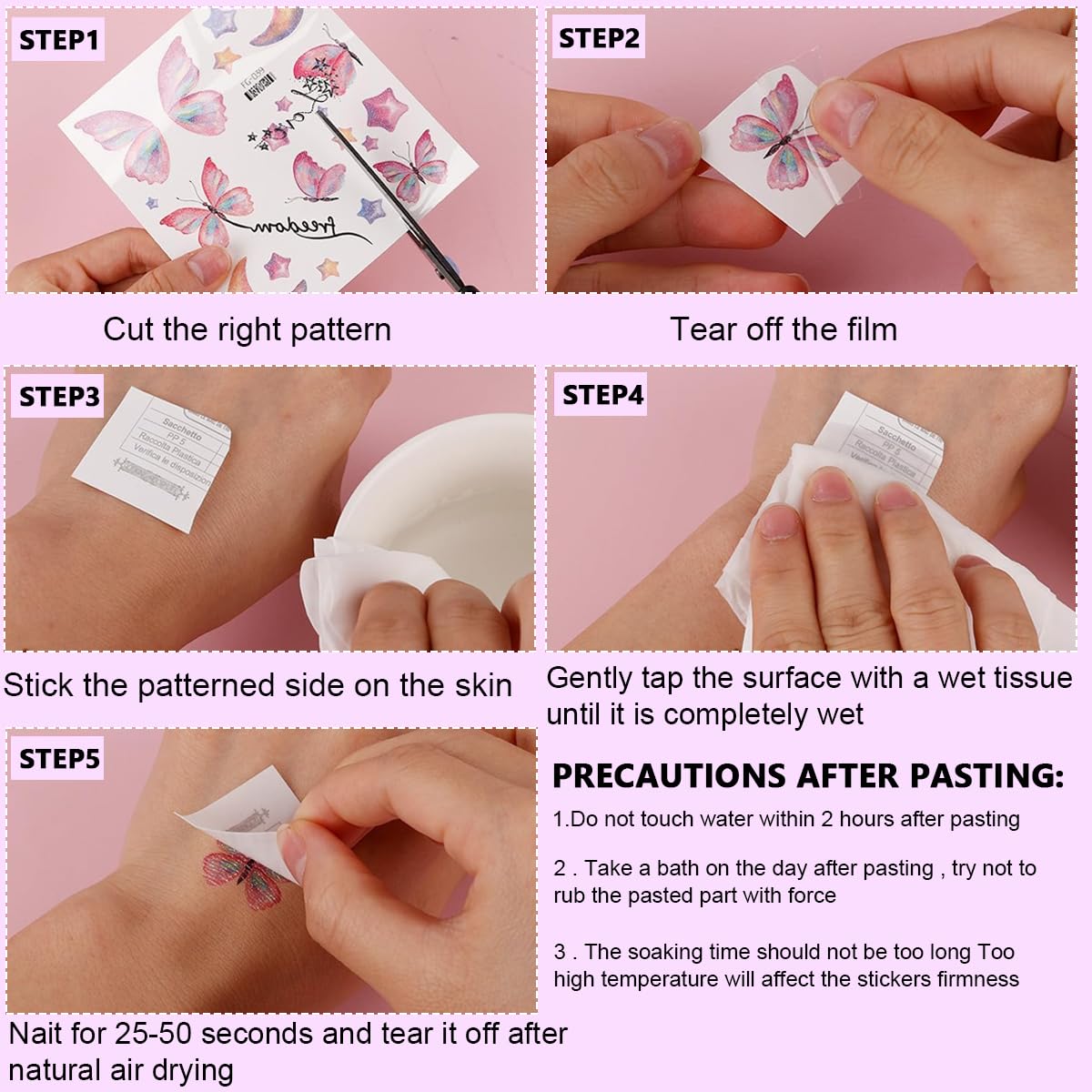 MAYCREATE Butterfly Tattoo Stickers for Women and Girls featuring 12 Sheets | Safe Temporary Face and Body Art