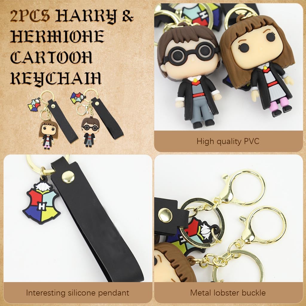 Zibuyu Couple Keychains for Bags and Backpacks with 2.3 in Cartoon Charms & Silicone Strap | Gift for Friends