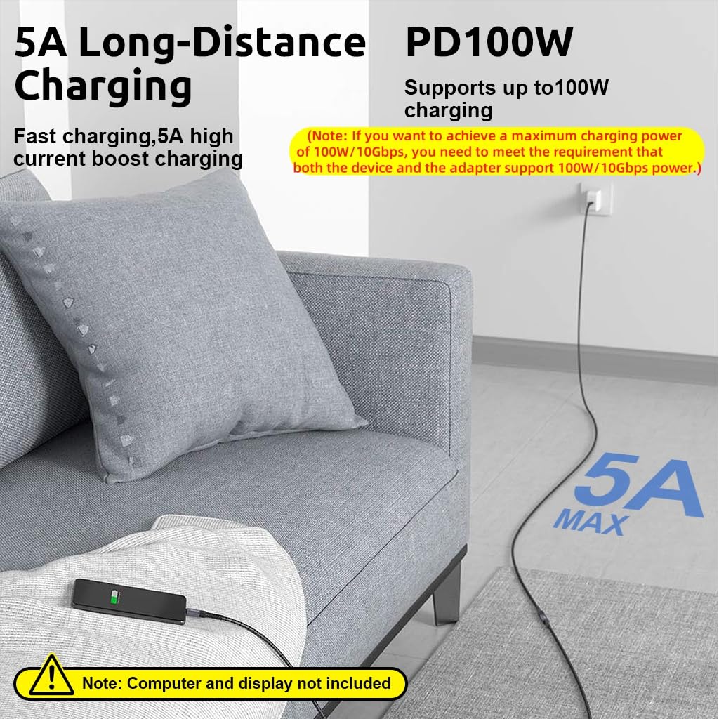 Verilux® 2Pcs USB C Extension Cable, 3.3ft USB Type C Male to Female Cable Support 100W PD Fast Charging