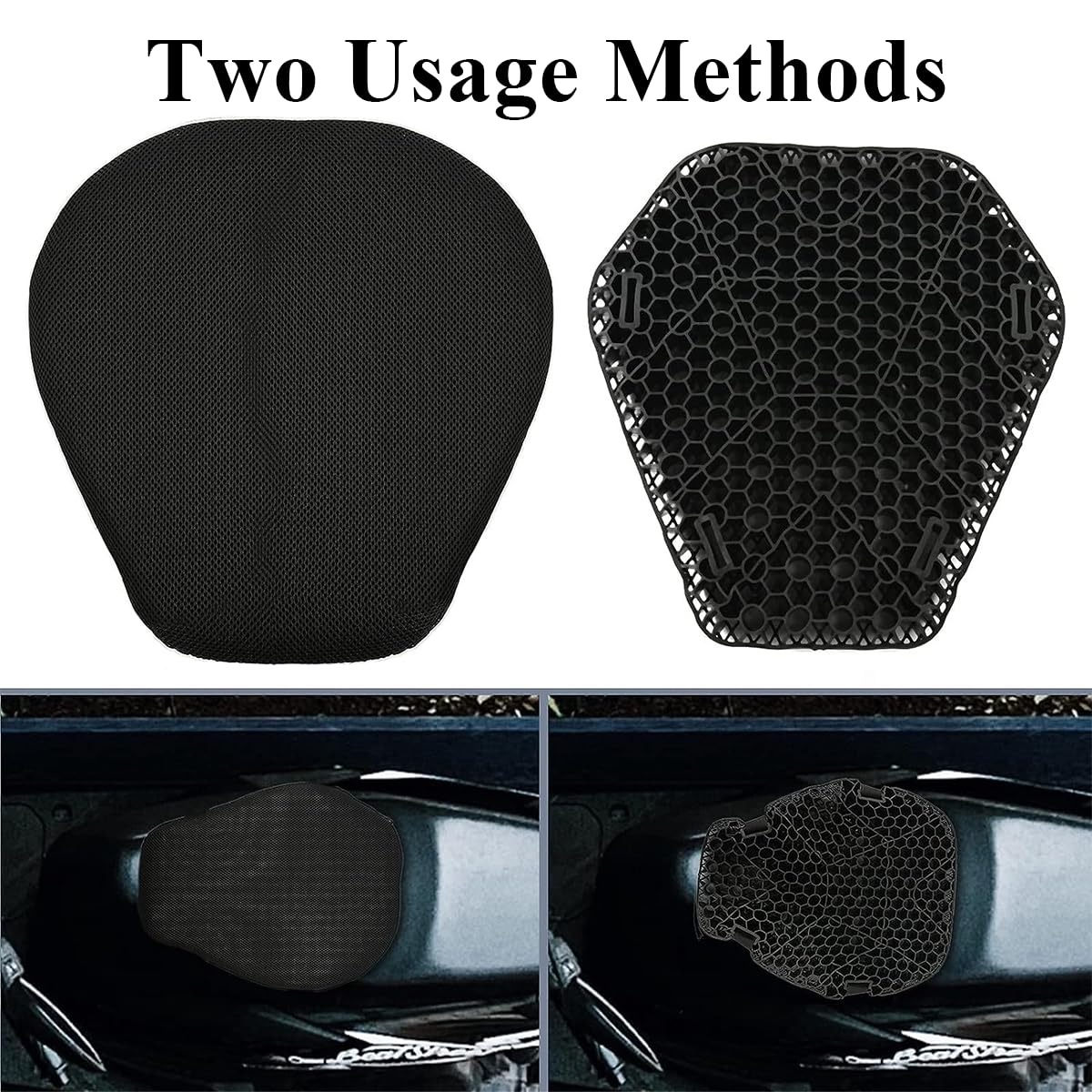 STHIRA® Universal Motorcycle Gel Seat Cushion for Front/Rear Motorcycle Seat Pad 3D Honeycomb Motorcycle Seat Cover Structure Breathable Shock Absorption for Comfortable Universal Seats