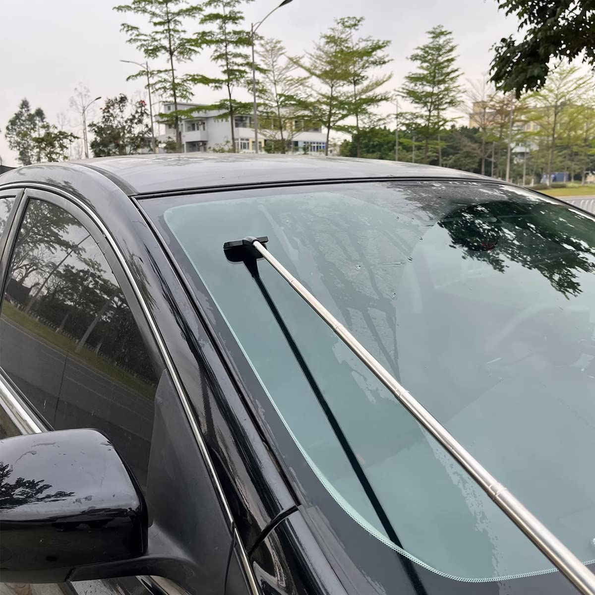 Car Rearview Mirror Wiper for Safe Driving with Retractable 38.6 in Rod and 2.5 in Rubber Head