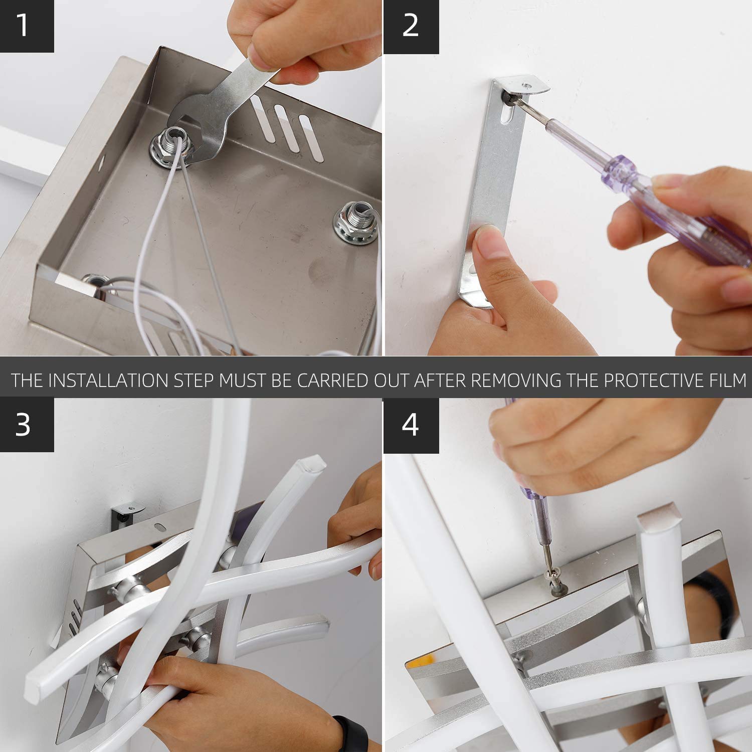 Verilux LED Drop Ceiling Lights with 3 Color Temperatures and Remote Control | 24W Modern Curved Metal Fixture