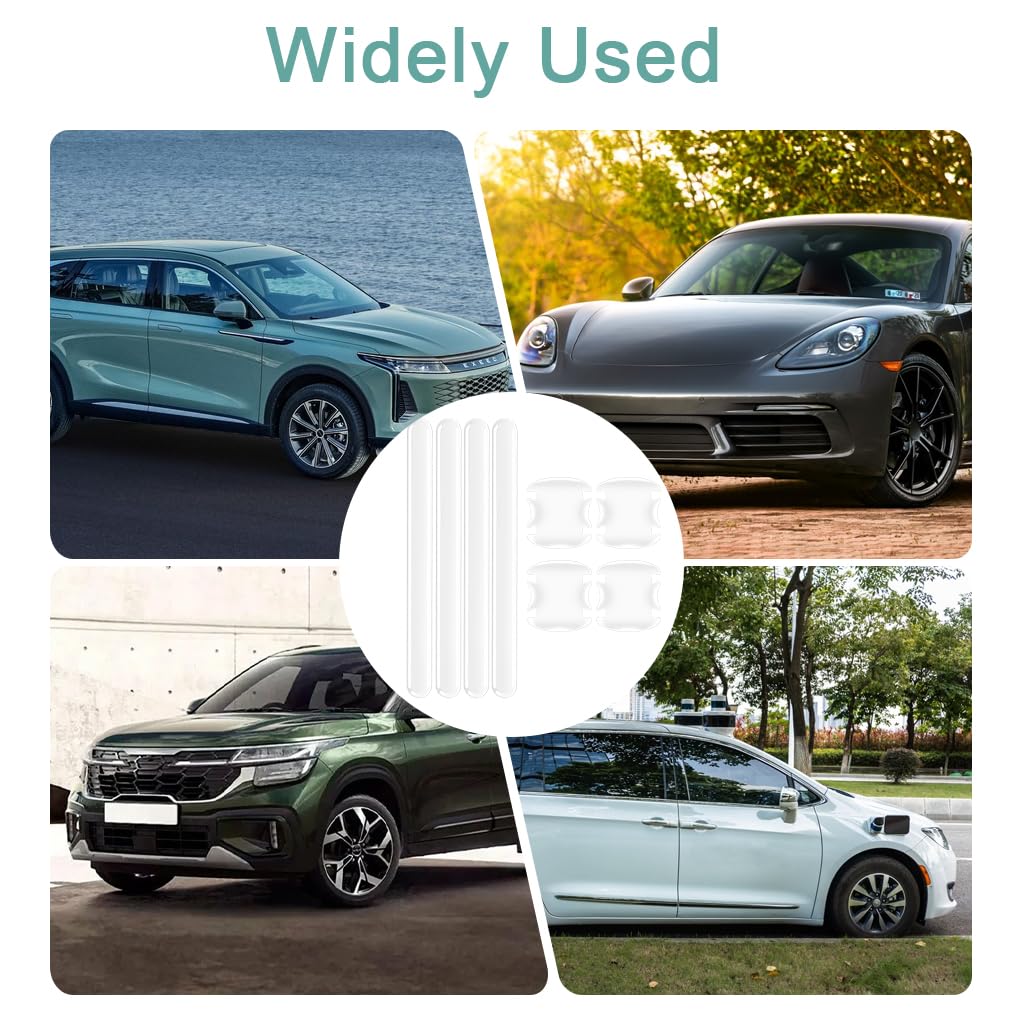 STHIRA Car Door Handle Protectors for Scratch Protection featuring Self-Adhesive 8 Pcs Clear Rubber Set | Waterproof and Invisible Design