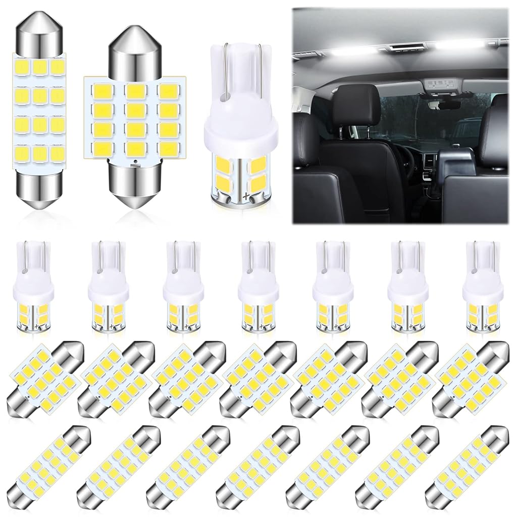 ZIBUYU® 24pcs Car Dome Light Bulb, 3 Type of LED Dome Light Bulb T10 31 mm 42 mm LED Car Interior Decoration LED Replacement Bulb for Car Dome