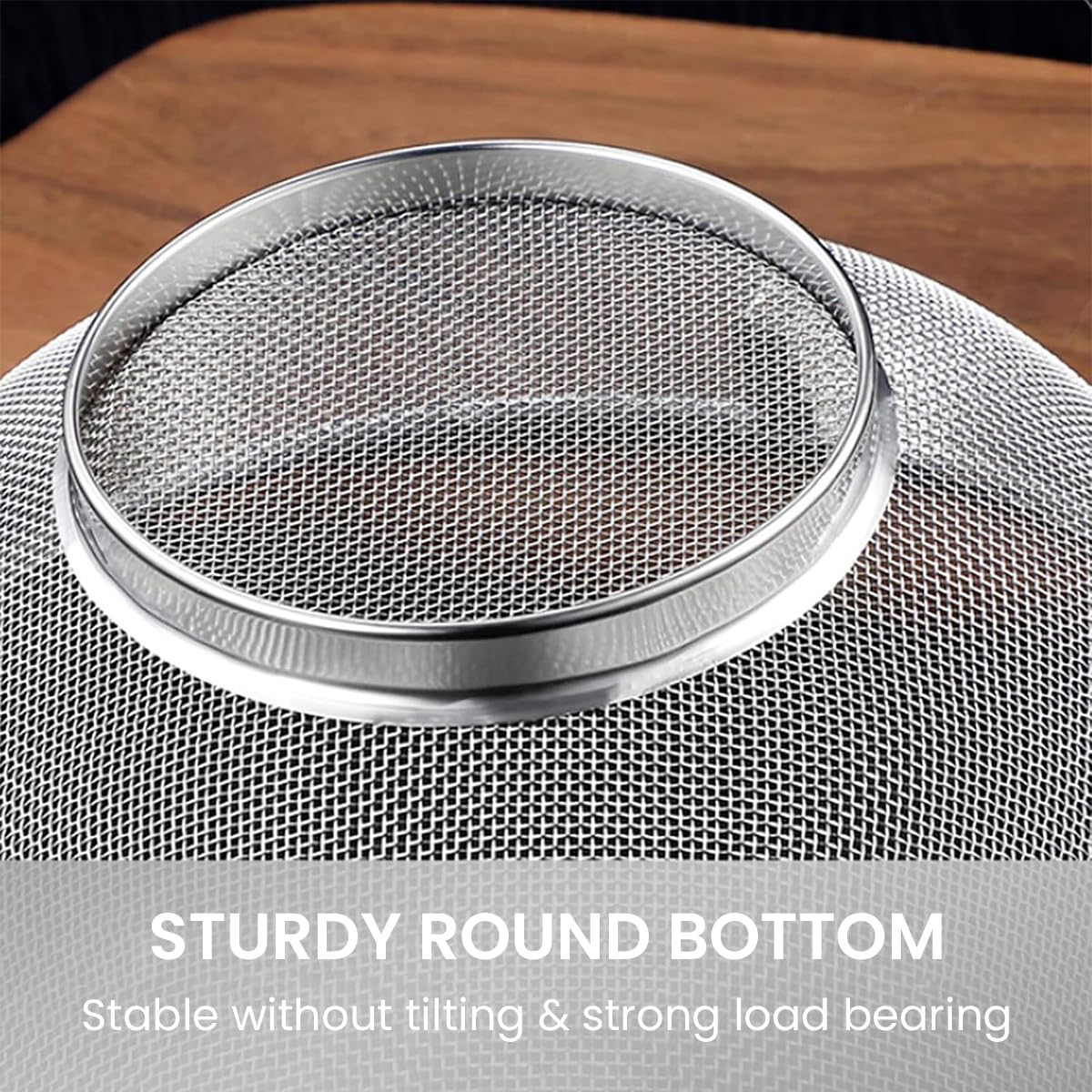 HASTHIP® 2Pcs Fruit Basket for Dining Table Large 25cm/28cm Stainless Steel Fruit Basket with Lid Net Cover Protective Fruits Vegetables Food Storage Strainer Basket for Kitchen, Home, Dining