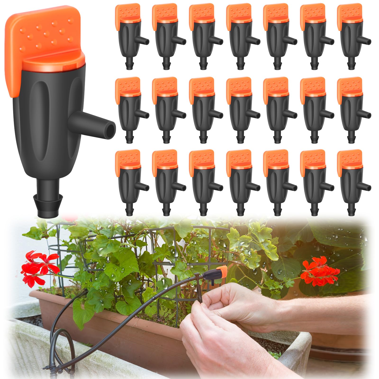 HASTHIP Mini Watering Nozzles for Garden Irrigation with Adjustable Valve Control | 30 pcs