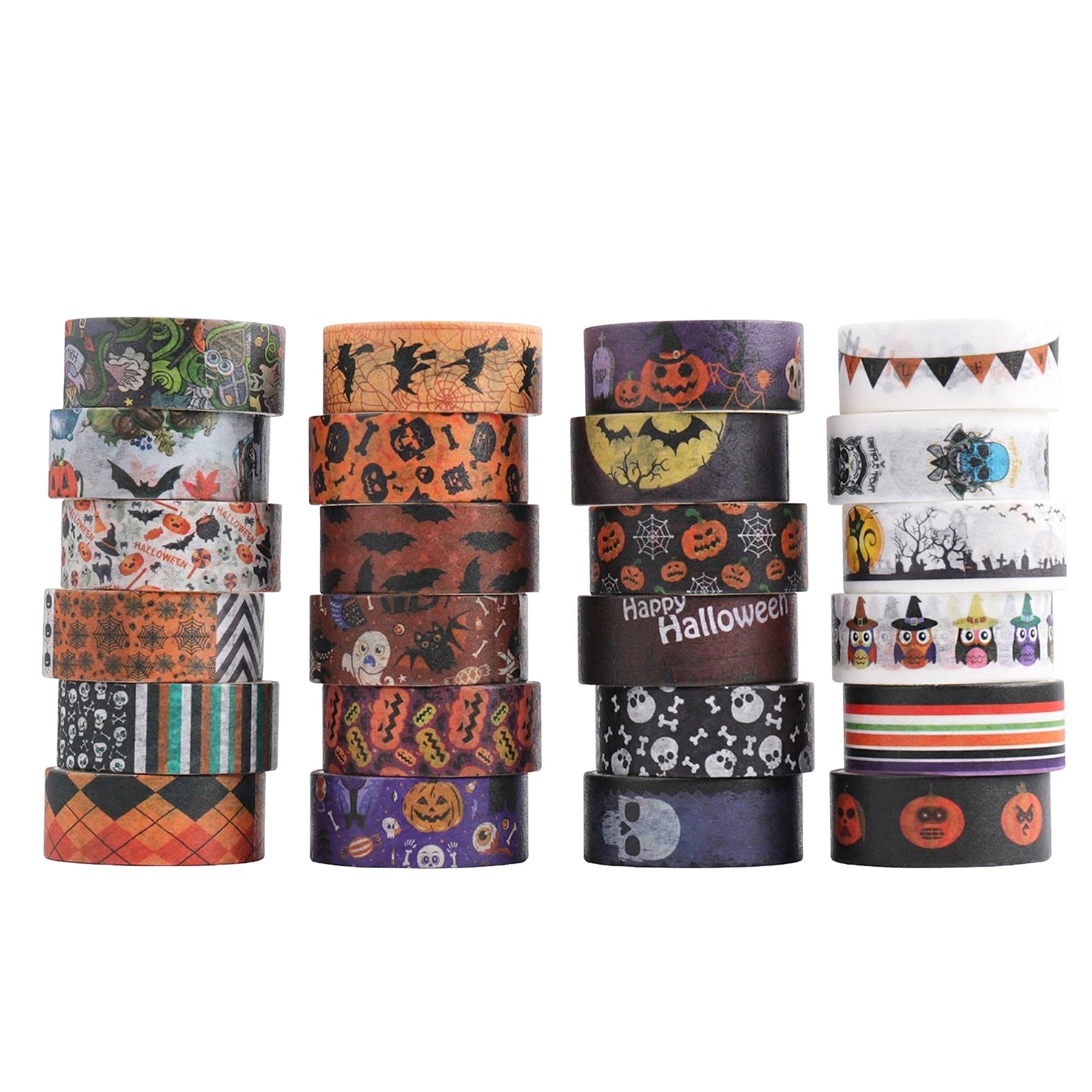 HASTHIP 24 Roll Washi Tape Set Halloween Element Aesthetic Decorative Tape Washi Tape Set Seasonal Art Perfect for Scrapbook Supplies Bullet Journal