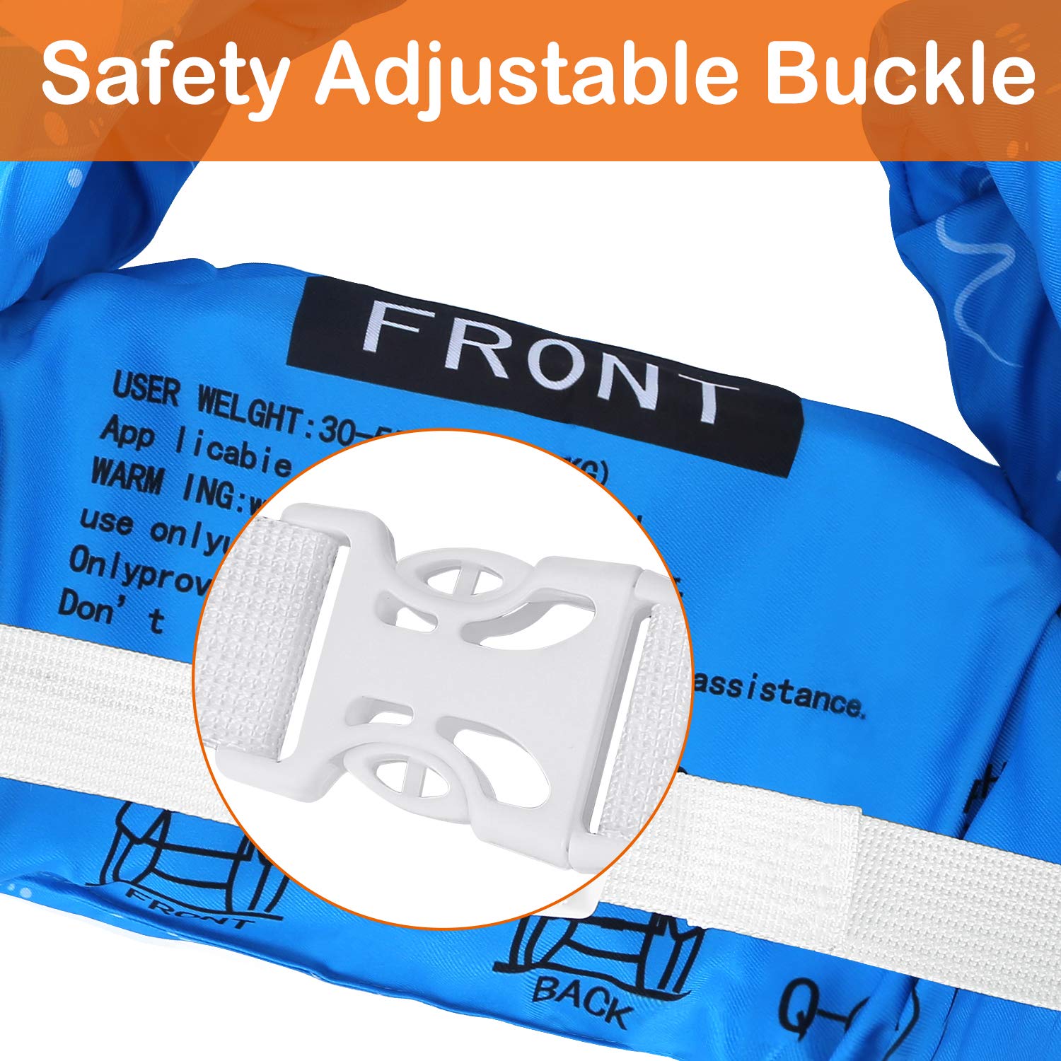 ZIBUYU Swimming Arm Bands for Kids 22–55 lbs with Quick Release Buckle and Soft PE Foam | Blue Safety Float Vest