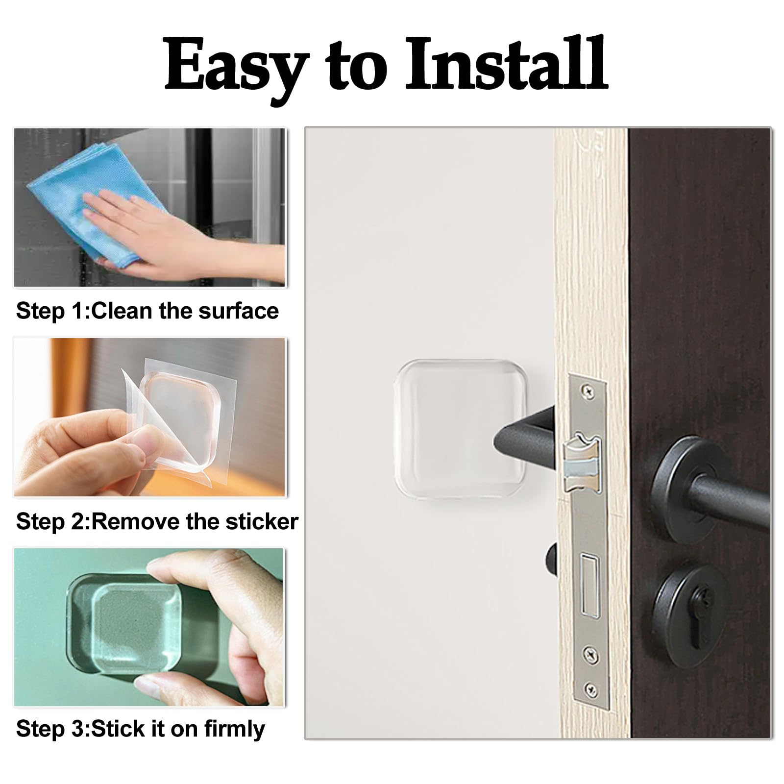 ZIBUYU Door Stopper for Home with Self Adhesive Gel Design and Clear Silicone Pads 6Pc