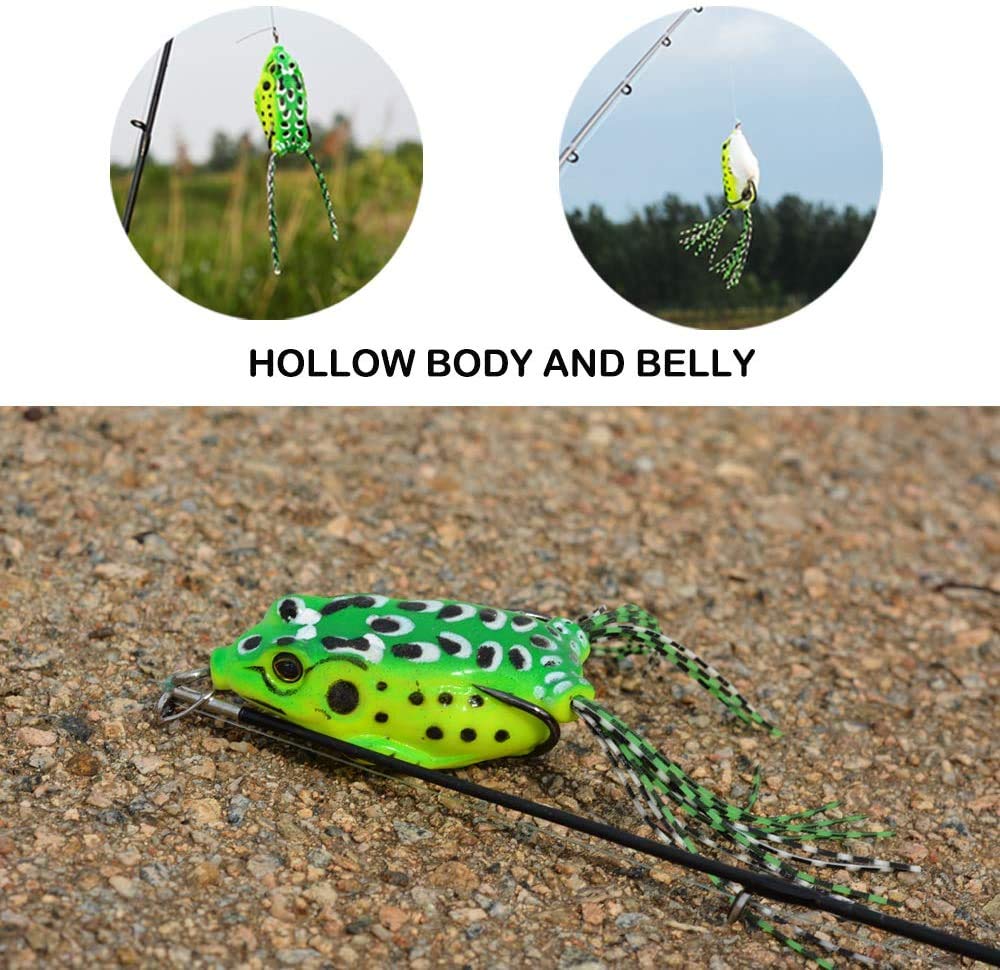 Elephantboat Fishing Lure Kit Set for Topwater Frogs featuring Double Hooks | Pack of 5