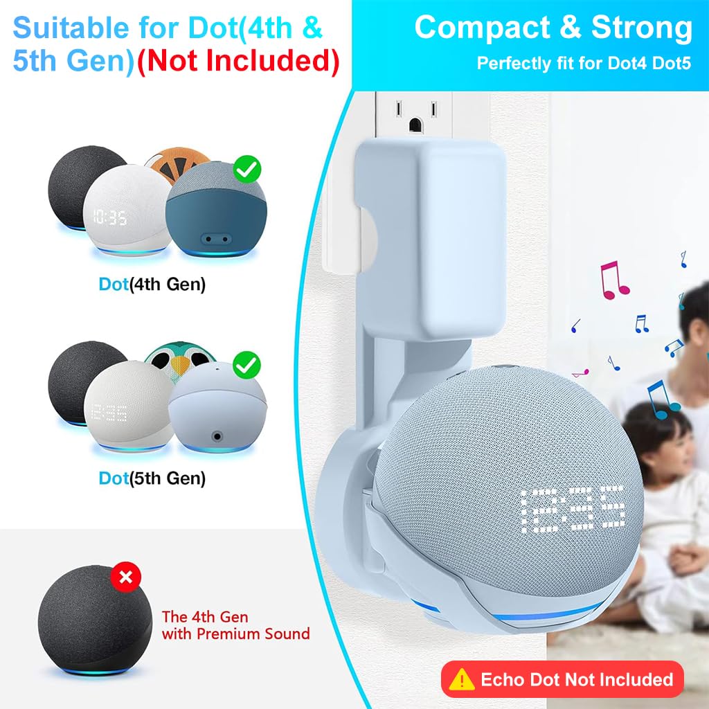 ZORBES Wall Mount for Alexa Echo Dot 4th and 5th Gen with Cable Management | 3 PCS Holder Set