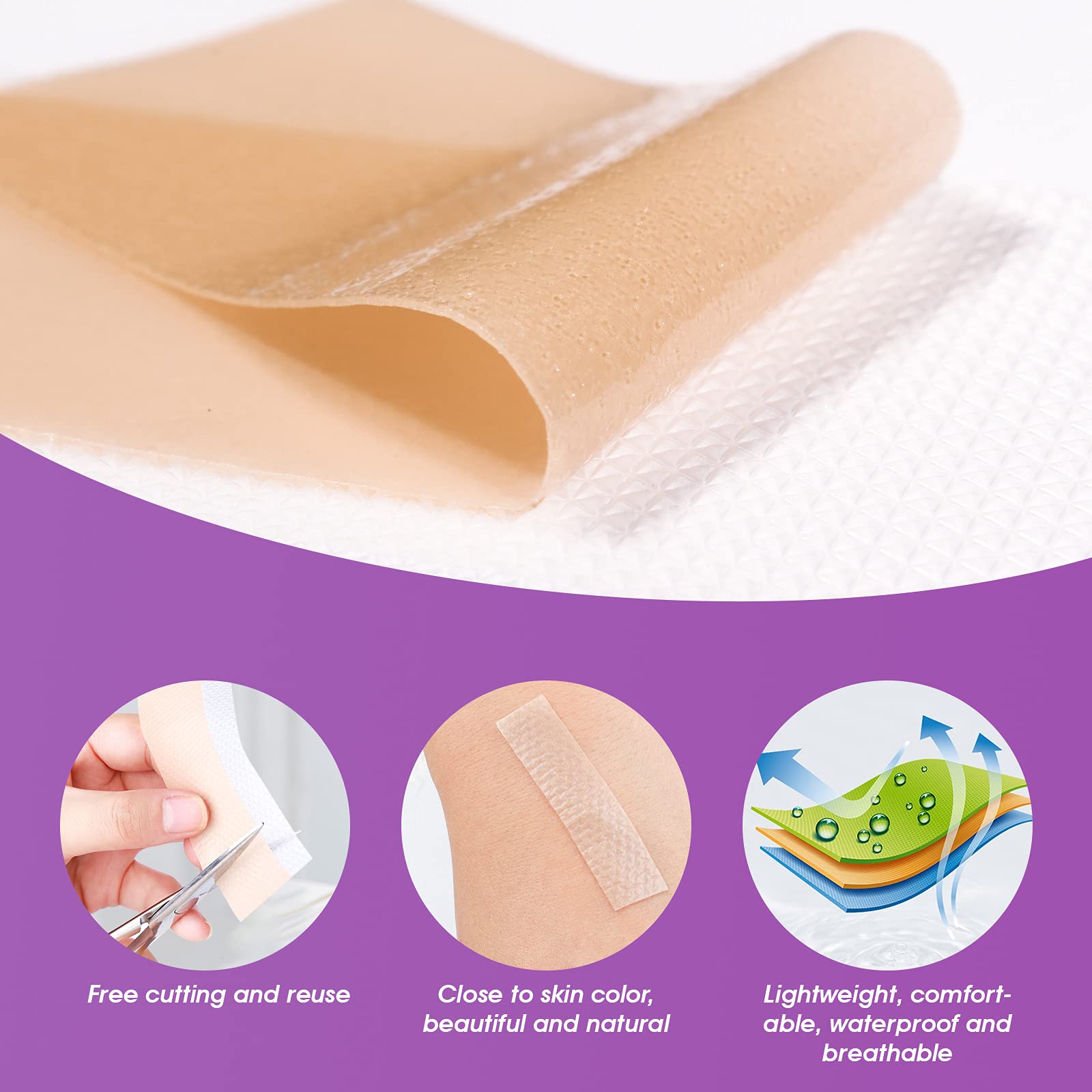 HANNEA® Medical Soft Silicone Gel Tape for Scar Removal, Tear Silicone Tape Roll, For Hypertrophic Scars and Keloids Caused by Surgery, Pain-Free Removal, Water-proof(1.6