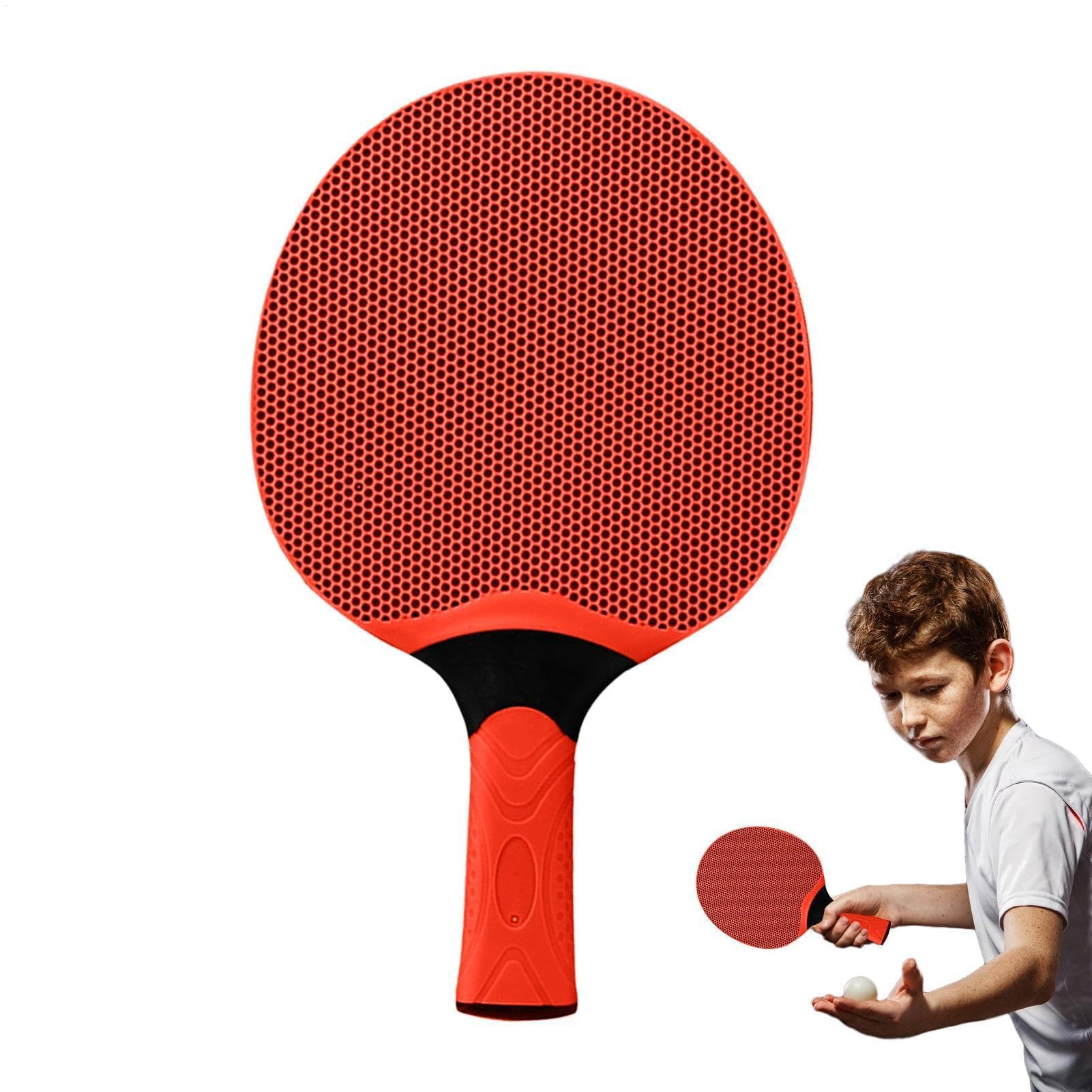 Proberos® Outdoor Table Tennis Bat, Rubber PingPong Paddle, 5.75x9.69x1.1 Inches Anti-Slip Game Equipment, Red/Green Athlete Training Necessity, Table Tennis Racket for Players-Red