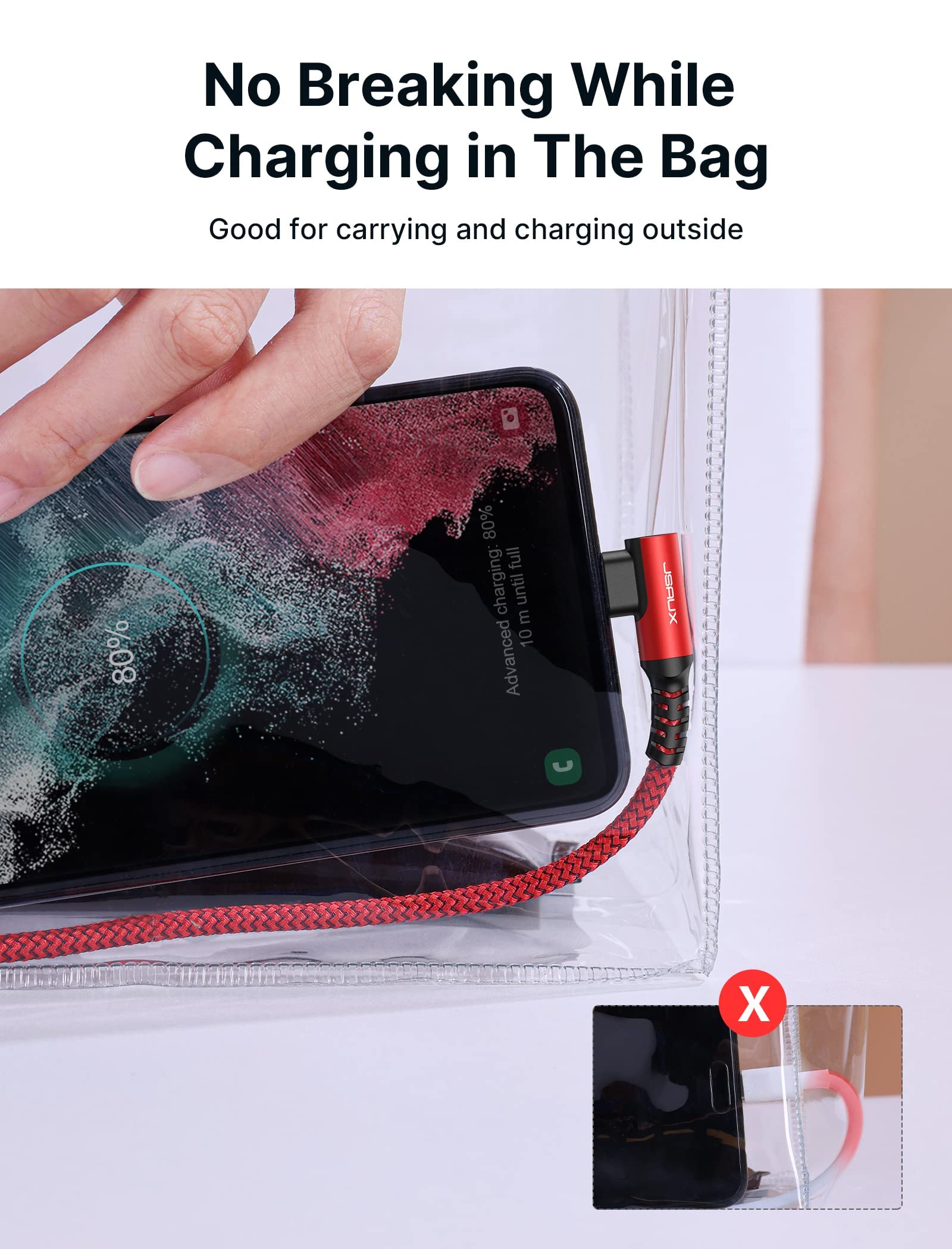 JSAUX Micro USB Cable 3 Pack for Android Devices featuring 3.3ft 6.6ft 10ft Nylon Braided Design