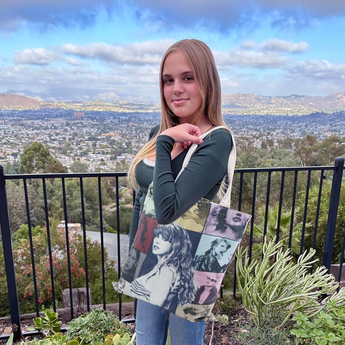 Zibuyu Girls Tote Bag for College and Shopping with Secure Zipper Pocket 45x10x35 cm Canvas | Ideal Gift for Music Fans