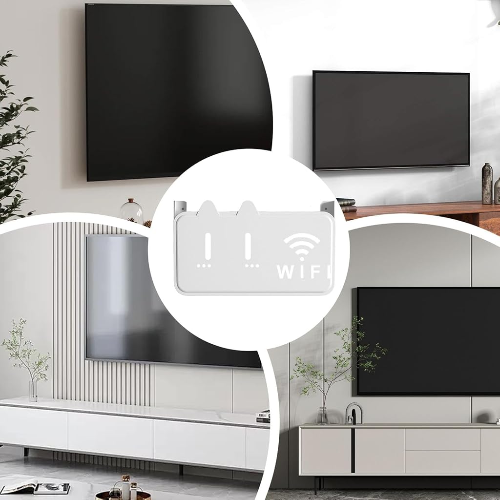 Supvox® Acrylic Router Rack Mount - Wall-Mounted Adhesive Holder | Multifunctional Organizer for Set-Top Boxes