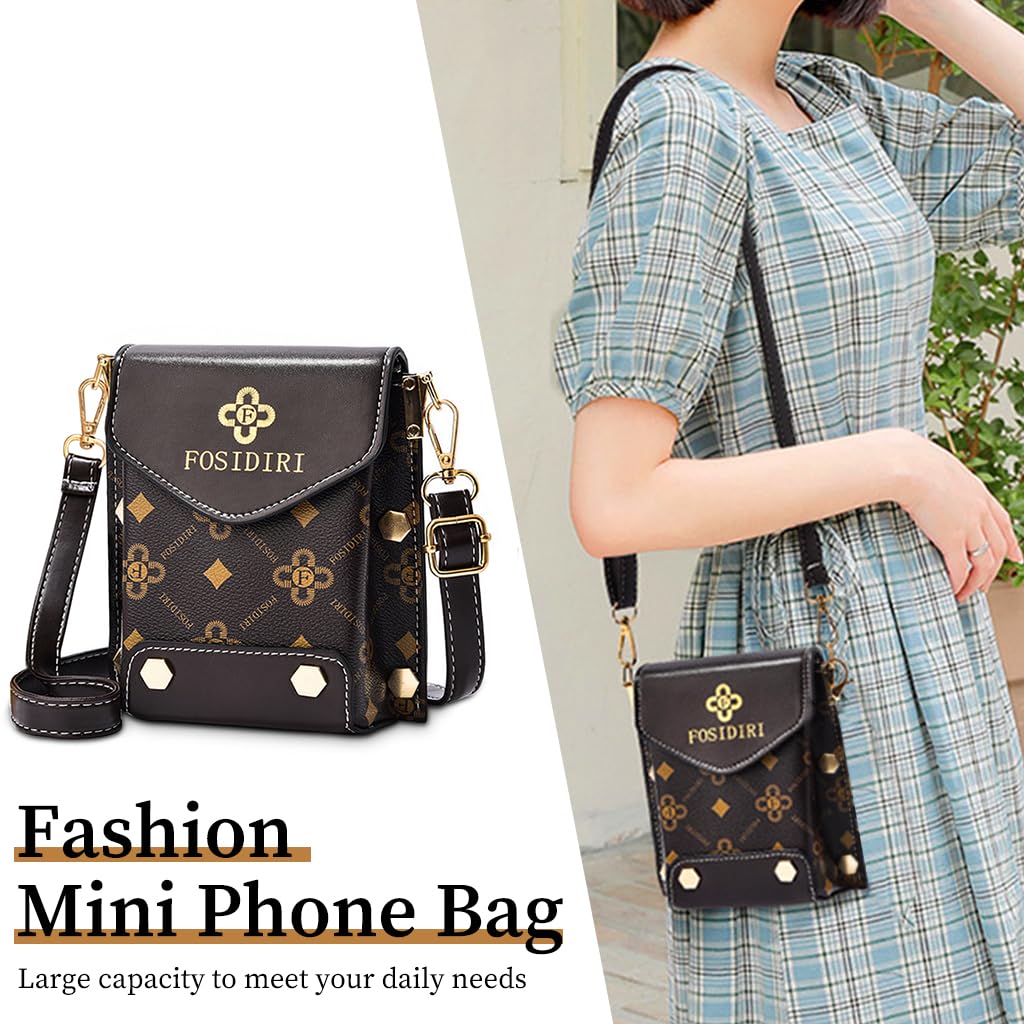 Venzina Women Cross Body Phone Bag for Daily Use with Magnetic Button 18×14×10cm Black
