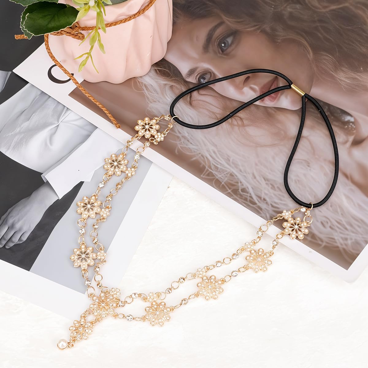 SANNIDHI Bridal Head Chain for Women featuring Floral Alloy Drop Pendant | Elegant Wedding Hair Accessory