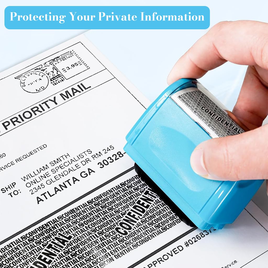 OFIFO Confidential Roller Stamp for Identity Protection with 35mm Wide Coverage | Refillable Ink