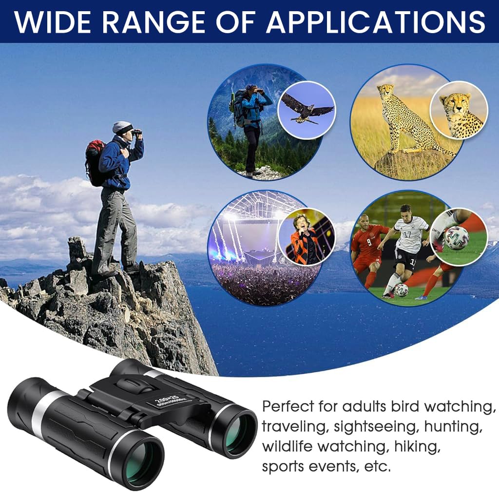 ZORBES Pocket Binoculars for Travel and Bird Watching featuring 200x25 Optics | Compact 180g Design