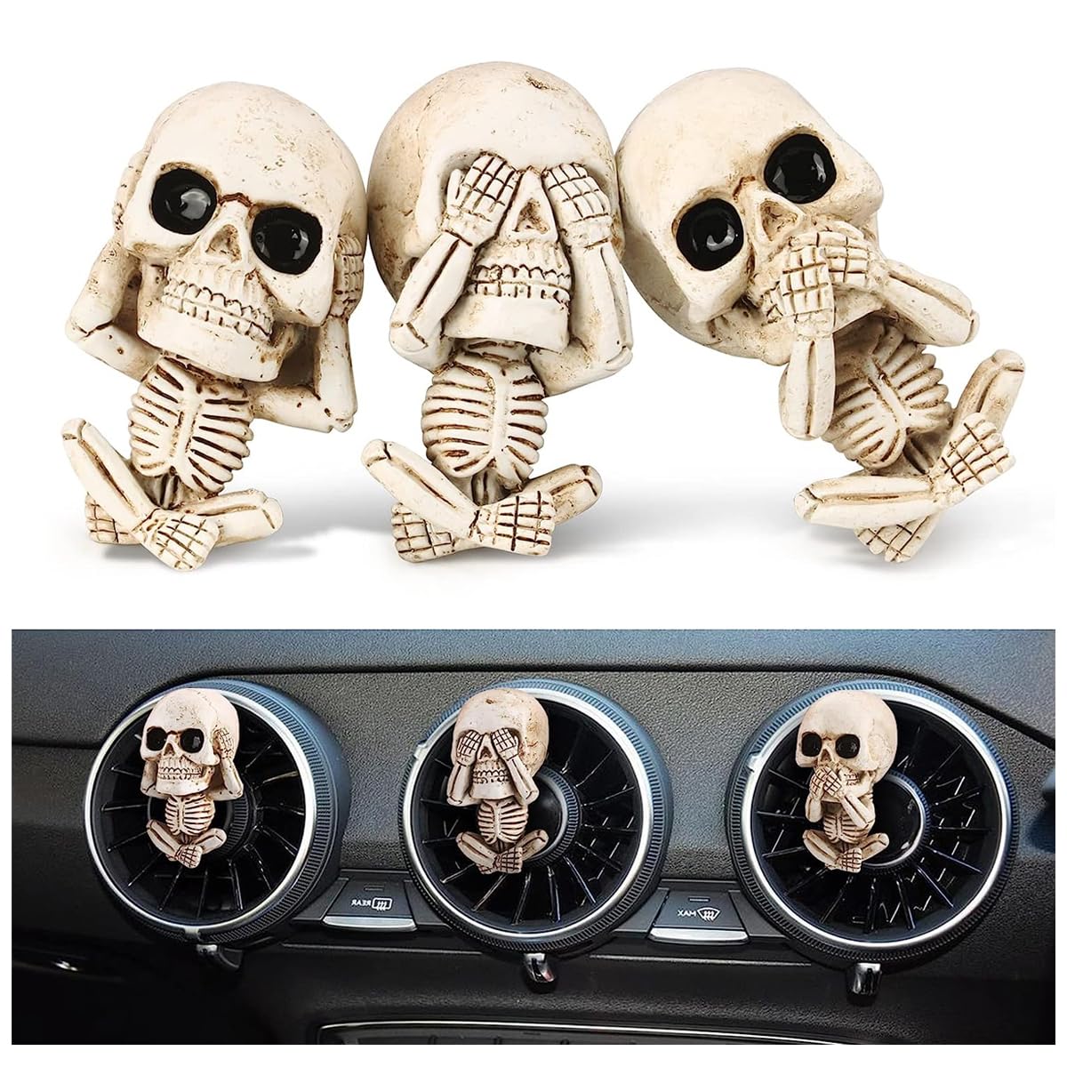 STHIRA Car Air Fresheners for Vent with Resin Skull Clip | Funny Cartoon Skeleton Gift Decor