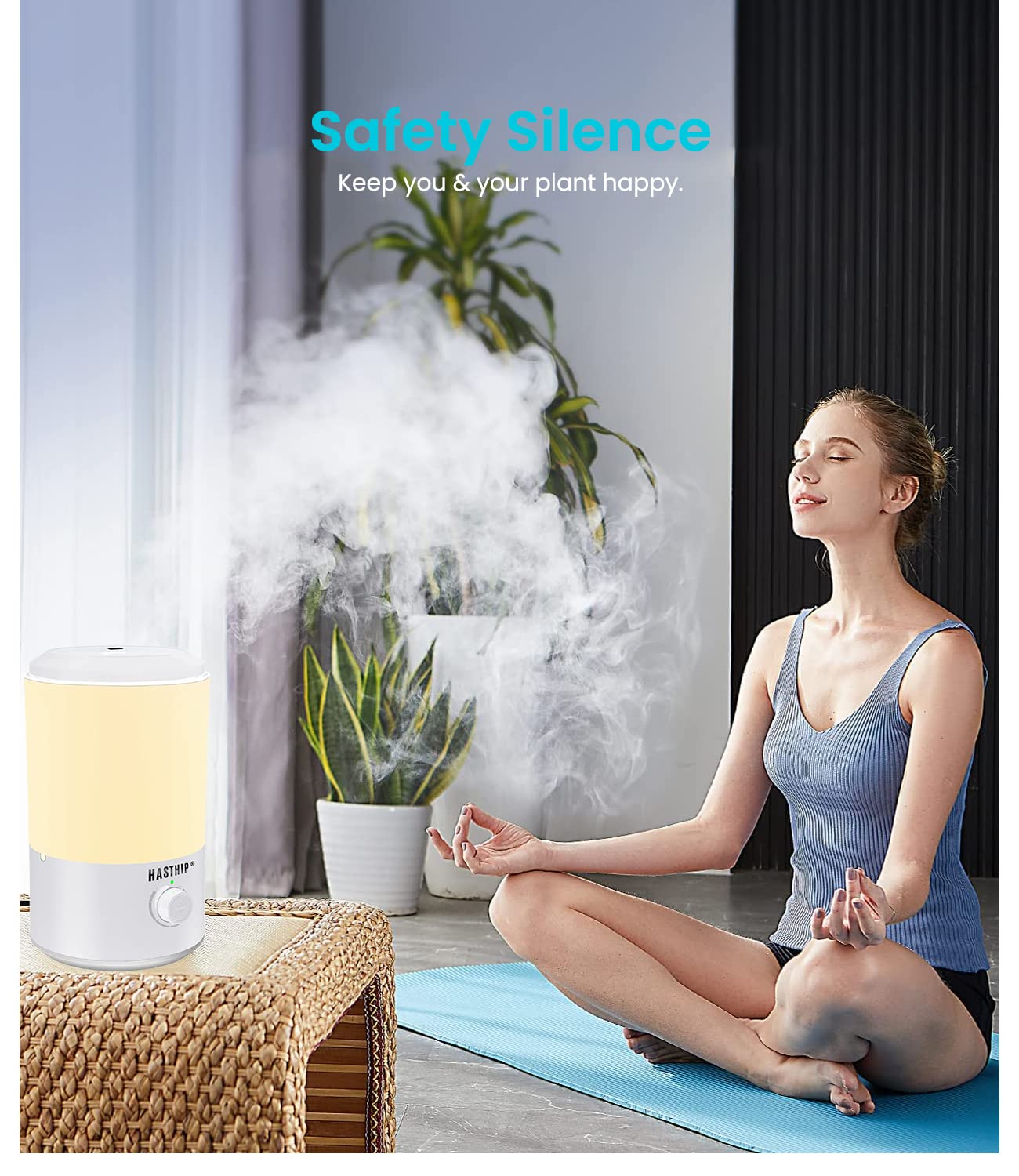 HASTHIP Humidifier for Room with 3.2L Tank and 360° Rotatable Nozzle | Silent Ultrasonic Cool Mist