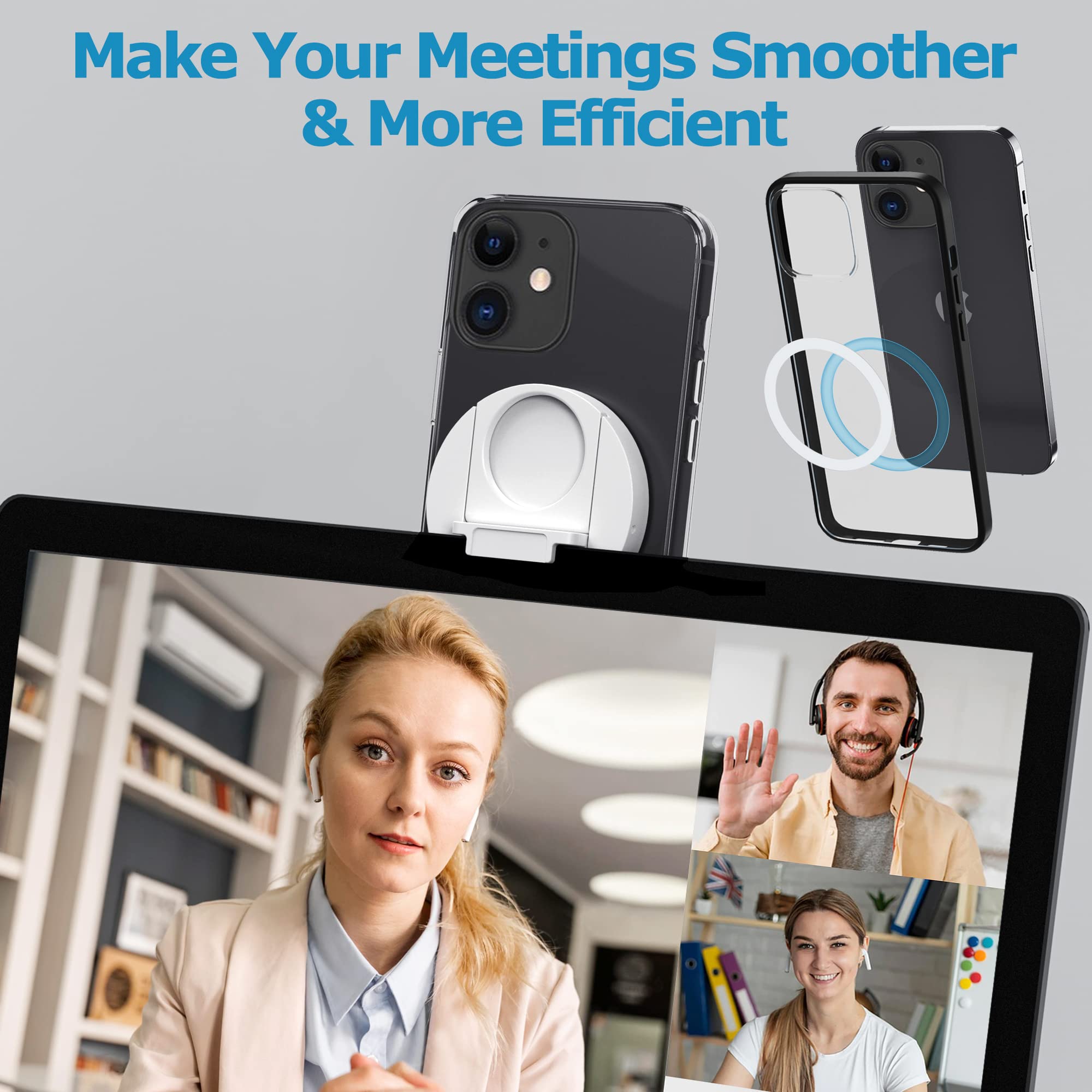 ZORBES Continuity Camera Mount for MacBook and iPhone 14 13 12 | Magnetic 3PCS Holder