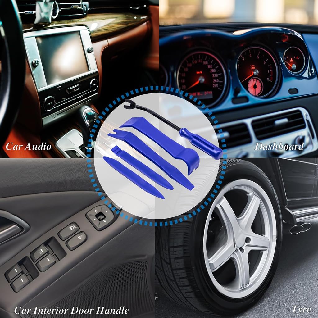 ZIBUYU Auto Trim Removal Tool Kit 5PCS with Non Scratch Pry Design for Car Interior | Ergonomic and Scratch Free Tools for Panel Disassembly