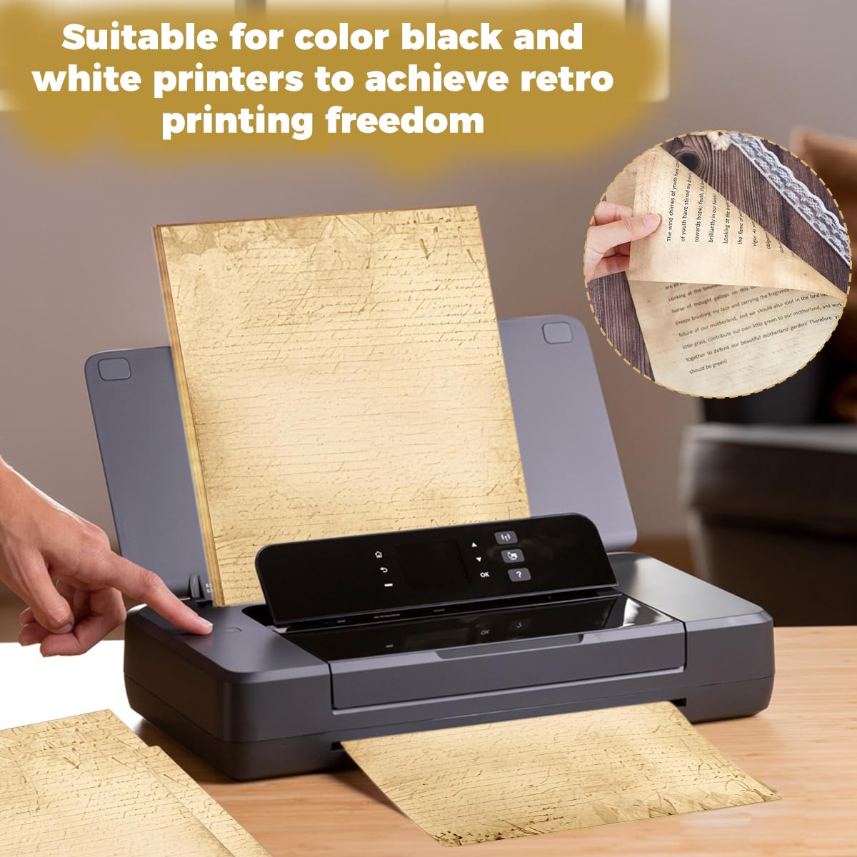 OFIFO Vintage Paper Sheets for Letters and Crafts with Double-Sided Design 50 Pack | A4 8.26 x 11 in Writing Paper