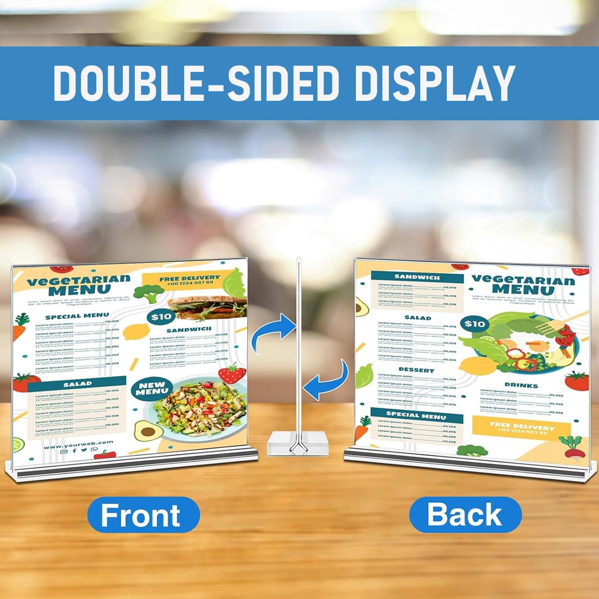 Climberty Desk Sign Holder for Restaurants and Offices featuring Vertical A4 8.5x11.8 in Clear Acrylic Frame