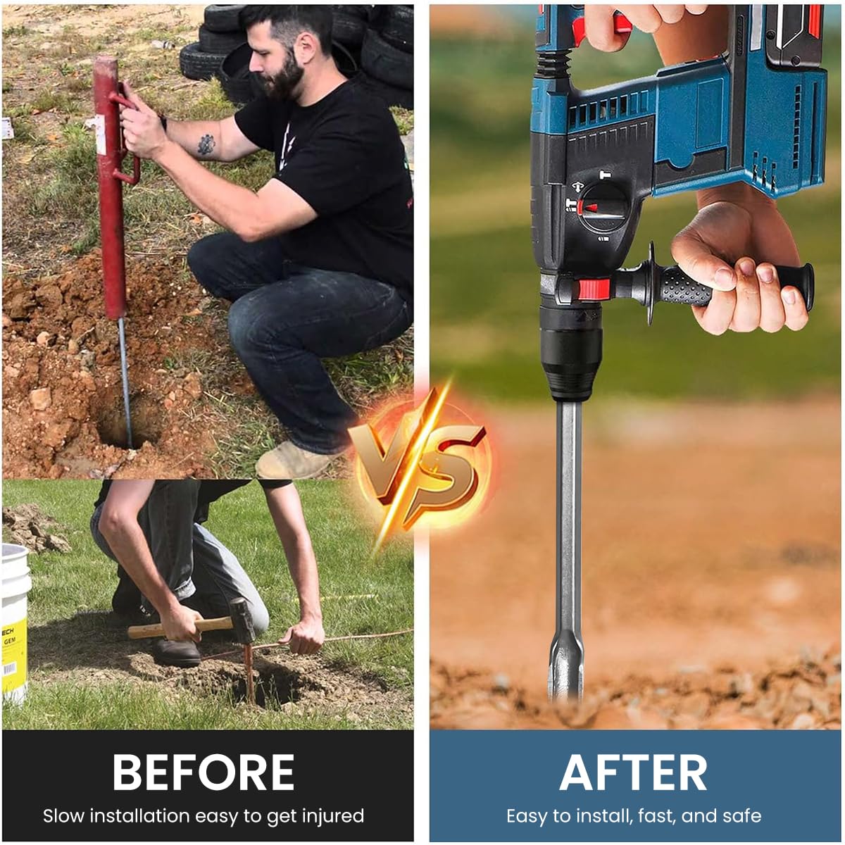 Serplex Chisel Set for Masonry and Concrete with SDS Plus Shanks and Hardened Steel | 4Pcs Rotary Hammer Bits