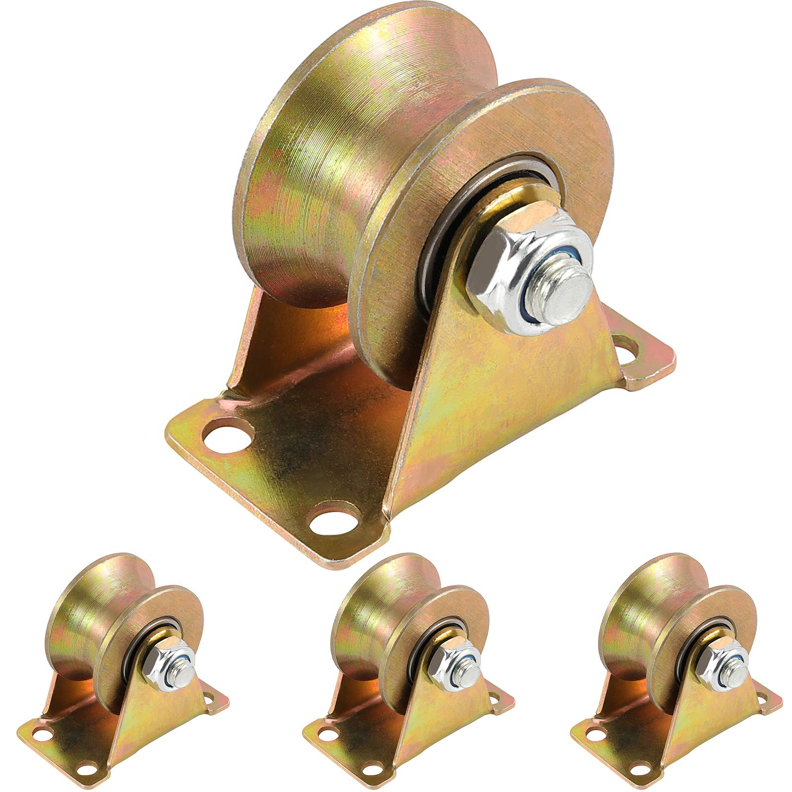 Serplex® Sliding Door Wheels, 47mm Dia, Galvanized Stainless Steel Sliding Door Glides Track Rollers, Dual Bearing V-groove Load Sliding Door Wheels for Standard Glass Doors, Medium Wooden Doors