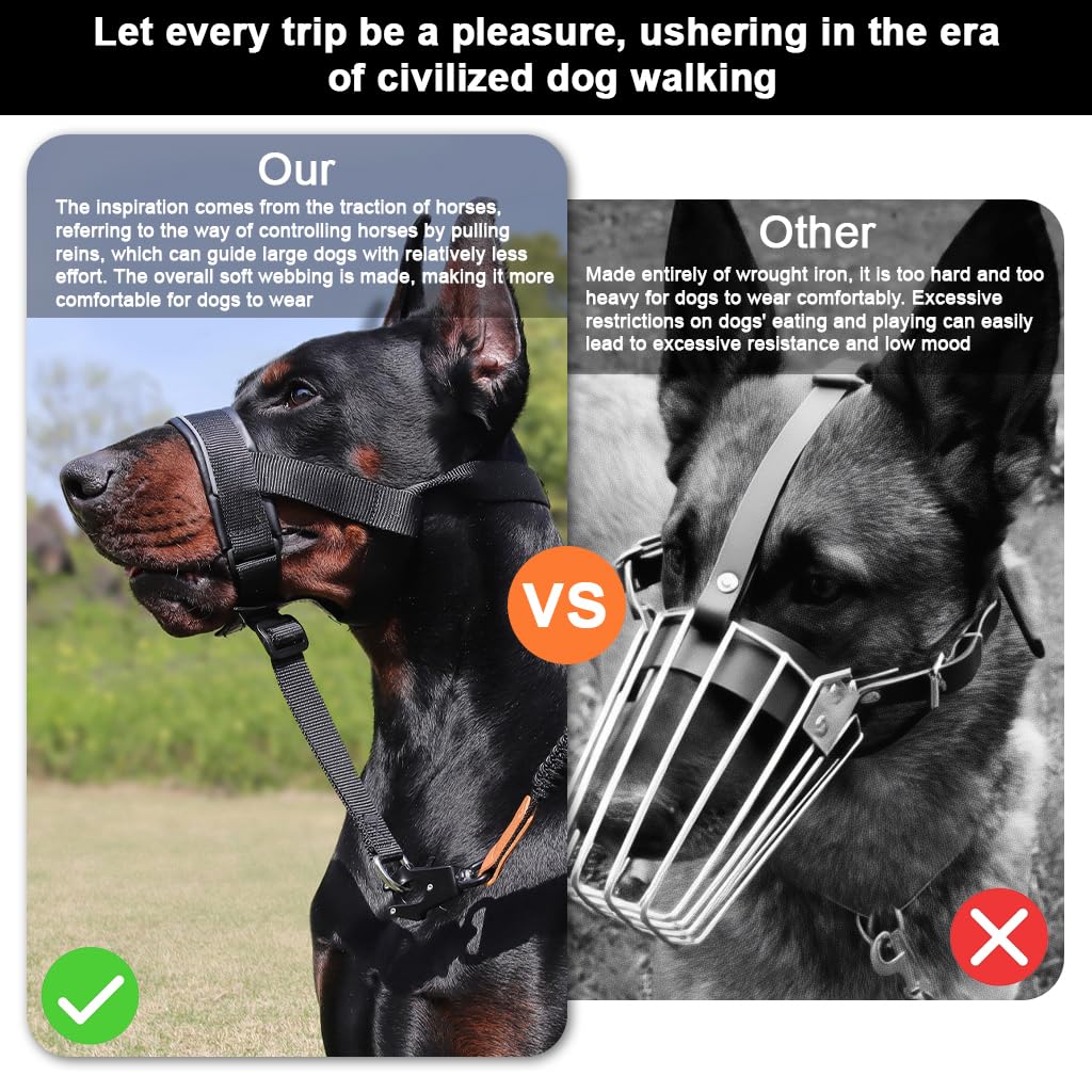 Qpets Dog Head Collar for Training Control with D-Ring and Quick Release Buckle | Adjustable Fit 30–60 cm with Soft Leather Liner for Small to Medium Dogs