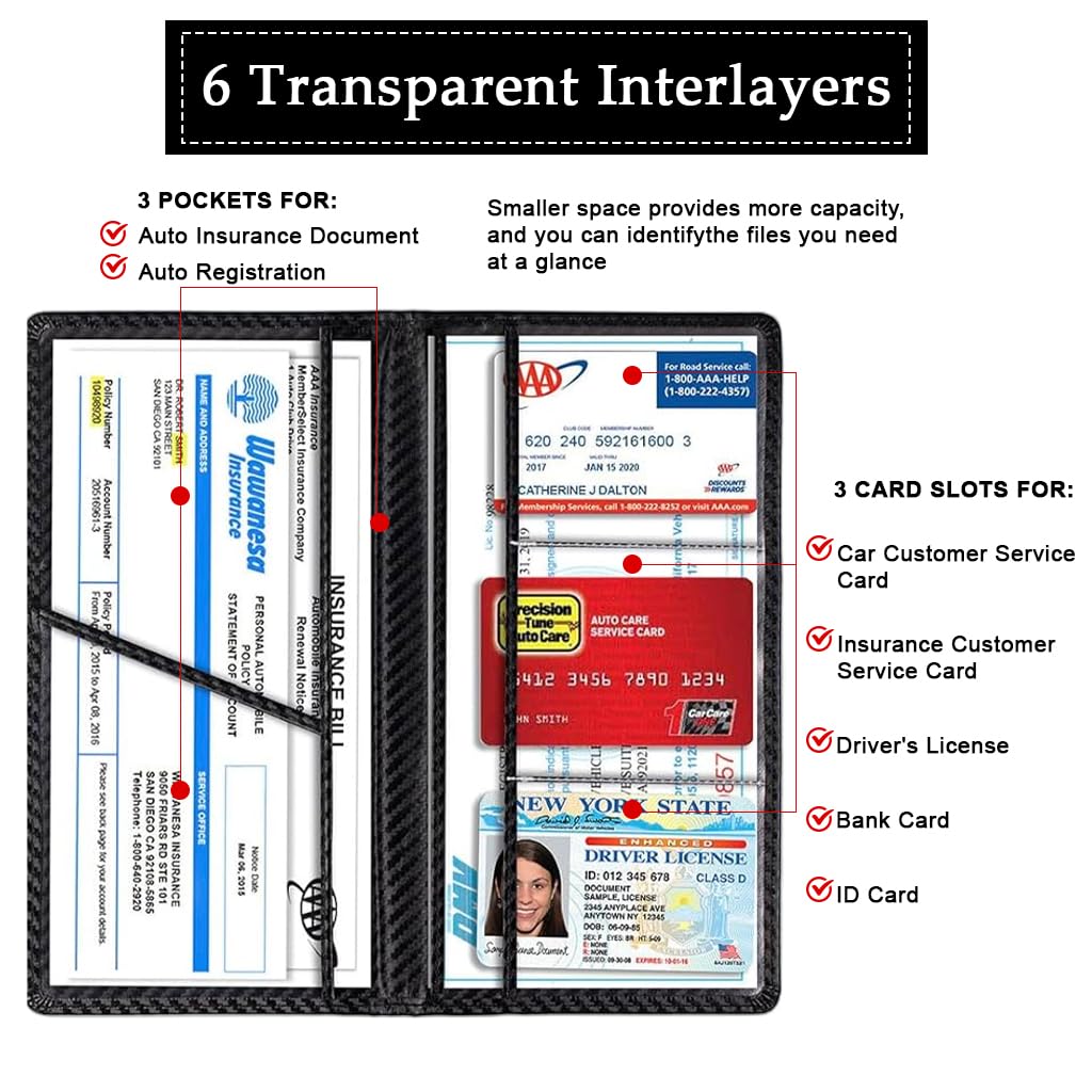 STHIRA Car Documents Holder for Registration and Insurance with 6 Compartments | PU Leather Bifold Organizer